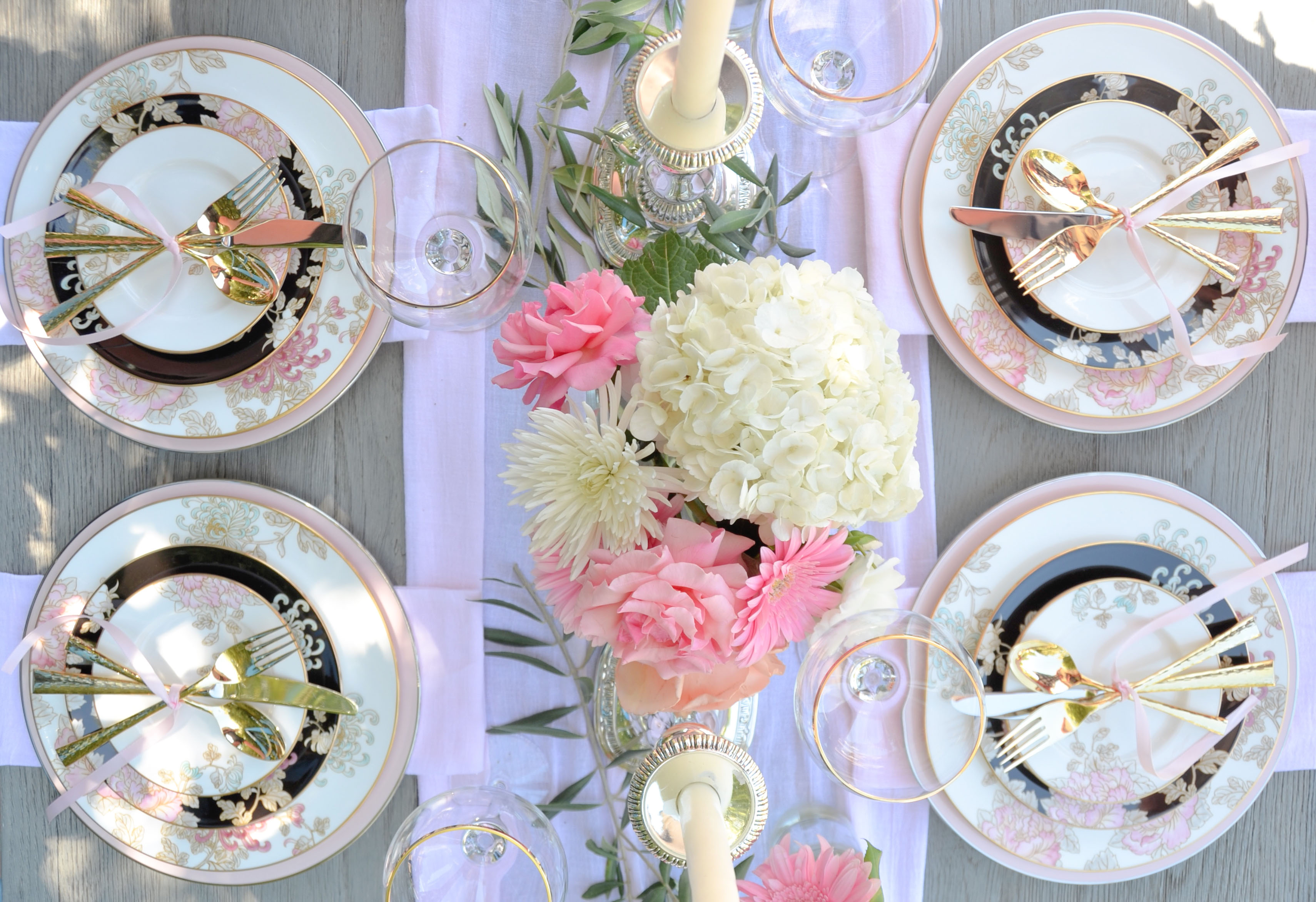  Marchesa's 'Painted Camellia' Dinnerware, Imperial Caviar Table setting with Table + Dine by Stefanie of The Style Safari