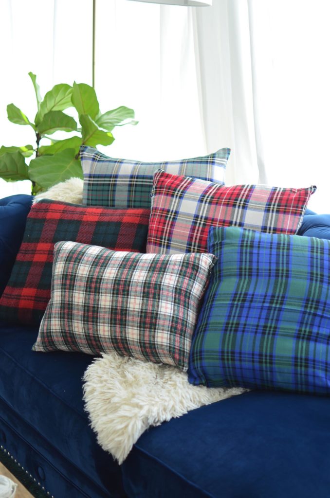 3 ways to style a plaid scarf in the home, style a plaid scarf as a runner, pillow and blanket, home decor // thestylesafari.com