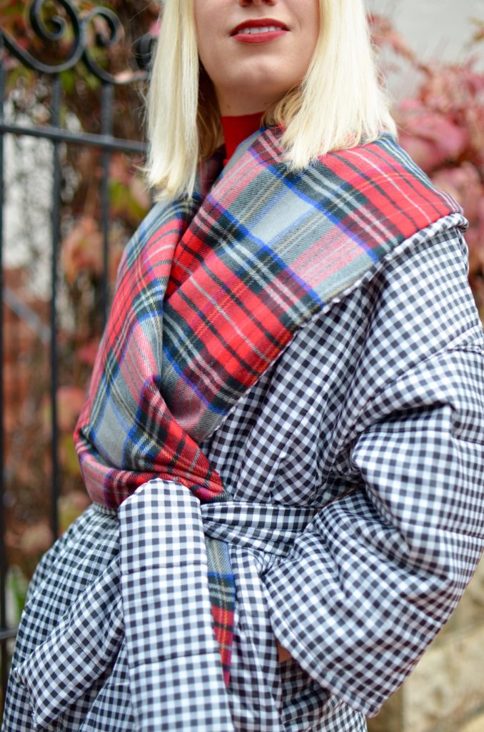 project real way challenge 7, editorial new york look, puffer coat, reversible down coat, sewing, handmade, plaid coat, reversible plaid coat, what to wear in winter, project runway // thestylesafari.com