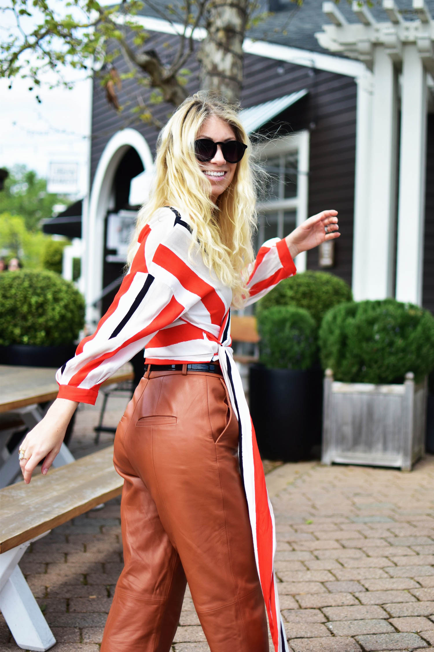 My Favorite Brown Leather Pants 3 Ways, how to wear camel leather pants
