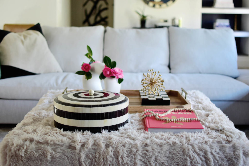 DIY Ottoman Cover - Faux Fur and pink 4