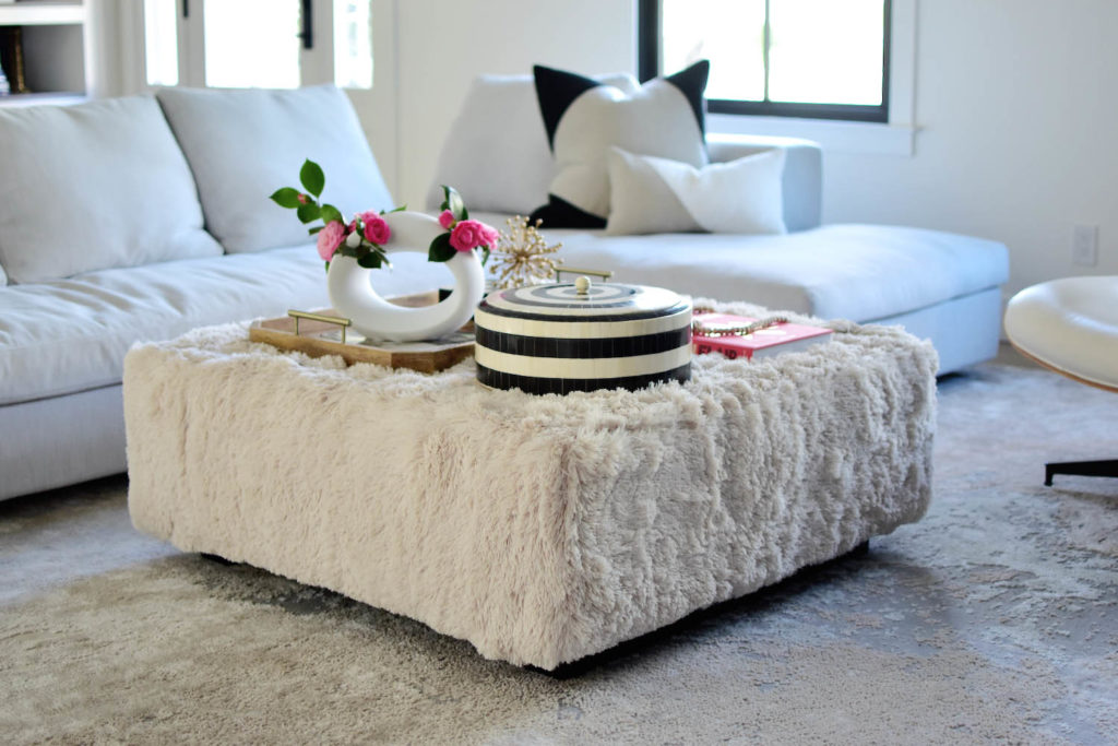 DIY Ottoman Cover - Faux Fur and pink 5