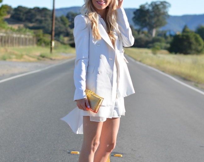 white blazer, white blouse, white shorts, Nicholas Kirkwood Roksanda heels // thestylesafari.com