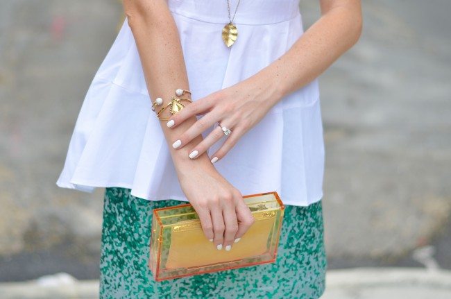 zara white peplum top, green & other stories jacquard skirt // theStyleSafari.com