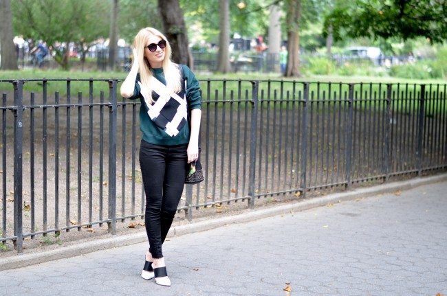 &OtherStories woven sweater, black jeans, color block mules // theStyleSafari.com