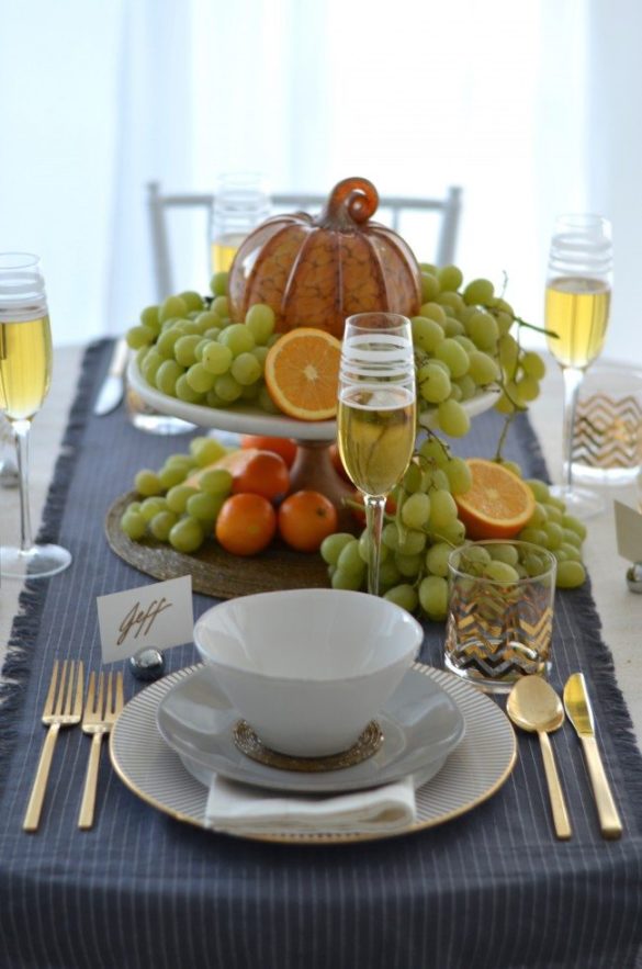 Modern Grey, Silver and Gold Thanksgiving Table • theStyleSafari