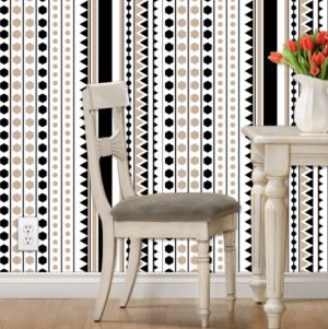 black and tan geometric stripe wallpaper and fabric // thestylesafari.com