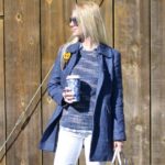 denim coat, white jeans, grey suede over the knee boots, blue outfit // thestylesafari.com