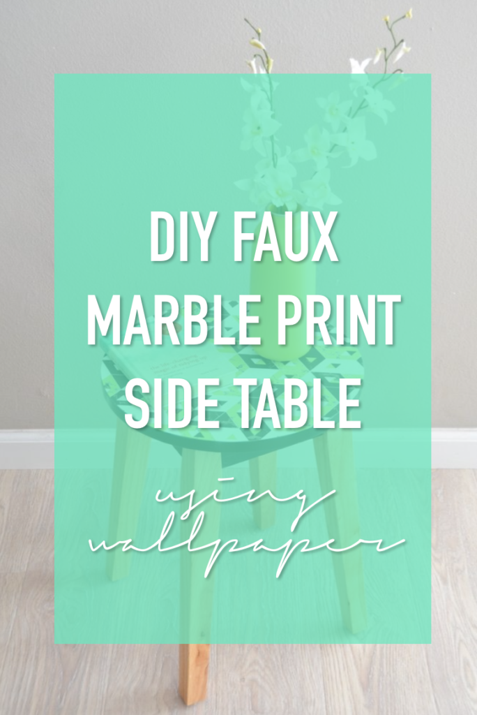 DIY Faux Marble print side table using wallpaper