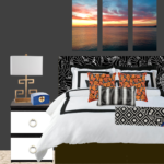 charcoal grey and orange bedroom mockup // thestylesafari.com