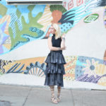 black and white tiered midi skirt, black sleeveless turtleneck, lace up gladiators // thestylesafari.com