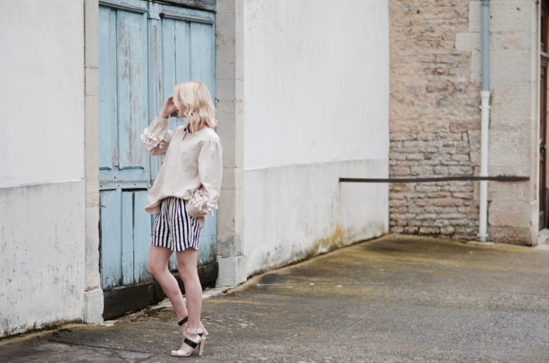 zacro cream tassel trim top, selected stripe shorts, gianvito rossi heels, tassel earrings // thestylesafari.com