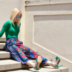 zara floral pants, green sweater, green fringe heels // thestylesafari.com