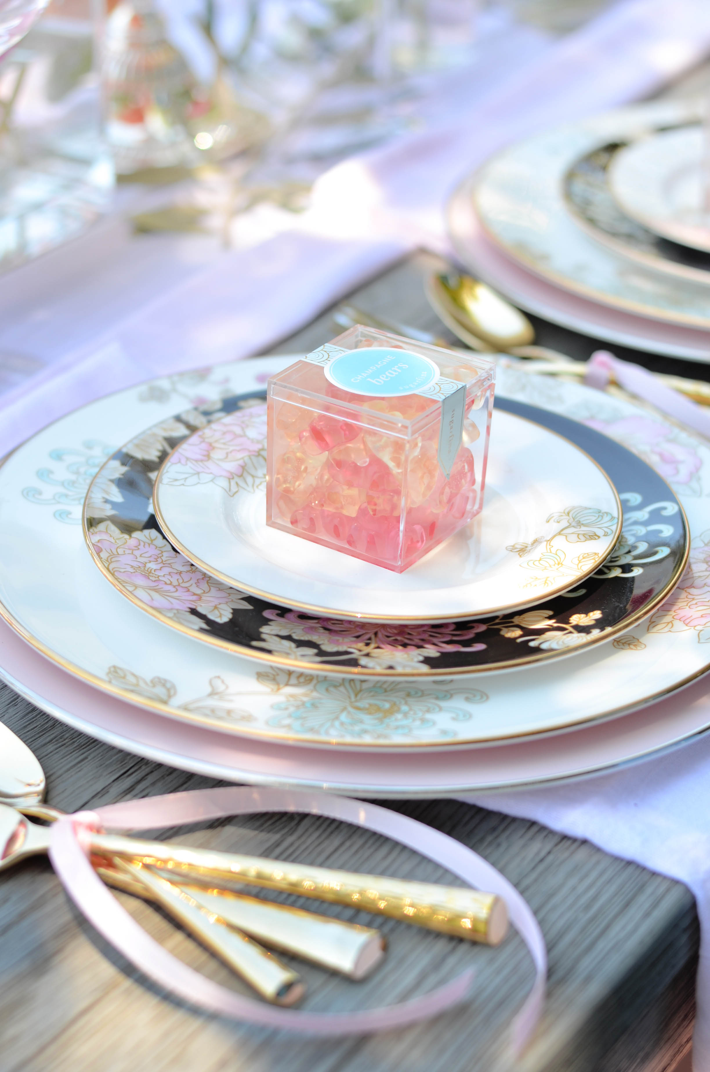 Marchesa's 'Painted Camellia' Dinnerware, Gold Imperial Caviar Table setting with Table + Dine by Stefanie of The Style Safari
