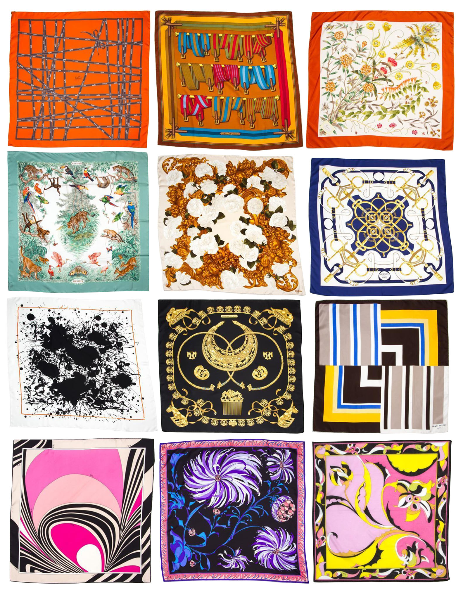 Hermes, Chanel, Gucci and Pucci scarves for sale on BidSquare, use scarves as wall art