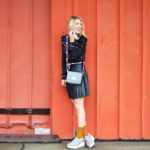 how to style a pleated leather skirt