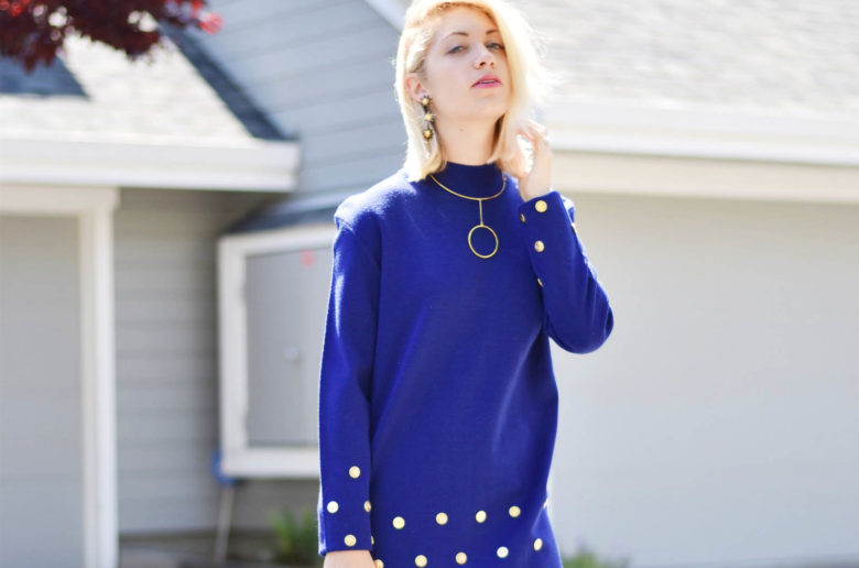 vintage shopping tips: pick your decade, vintage 80s any calico corner sweater dress