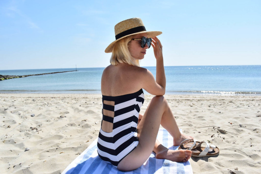 Graphic stripe one piece bathing suit, best stripe one pieces, & other stories