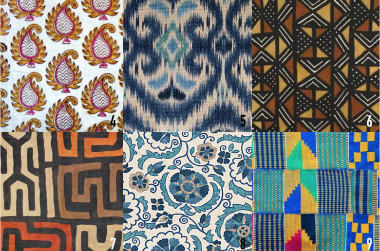 Design Quiz, Traditional textile techniques, how to identify ethnic fabrics, shibori, kente, mudcloth, toile, batik, block print, kuba, shisha, otomi