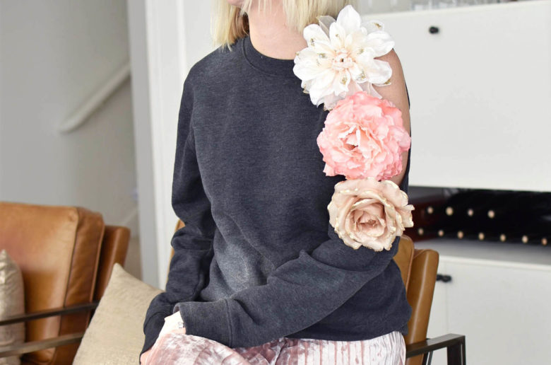 DIY Floral Cold Shoulder Sweatshirt