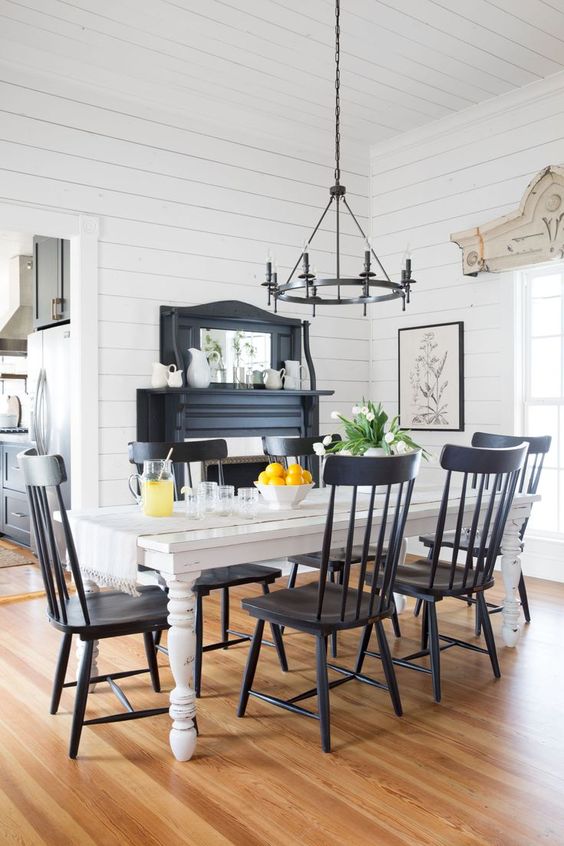White or Wood Dining Table? Chip and Joanna Gaines white wood dining table