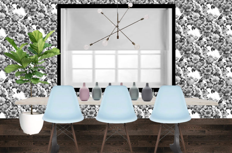 Mid Century Modern Floral Dining Room