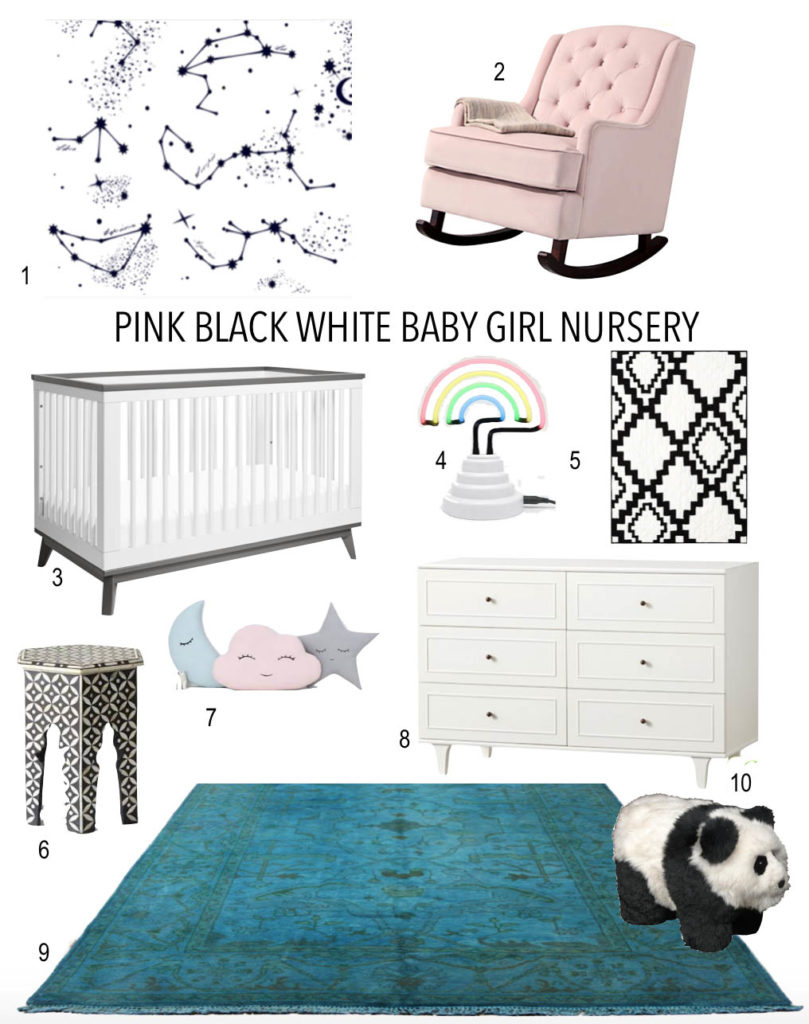constellation nursery, pink black white baby girl nursery constellations stars