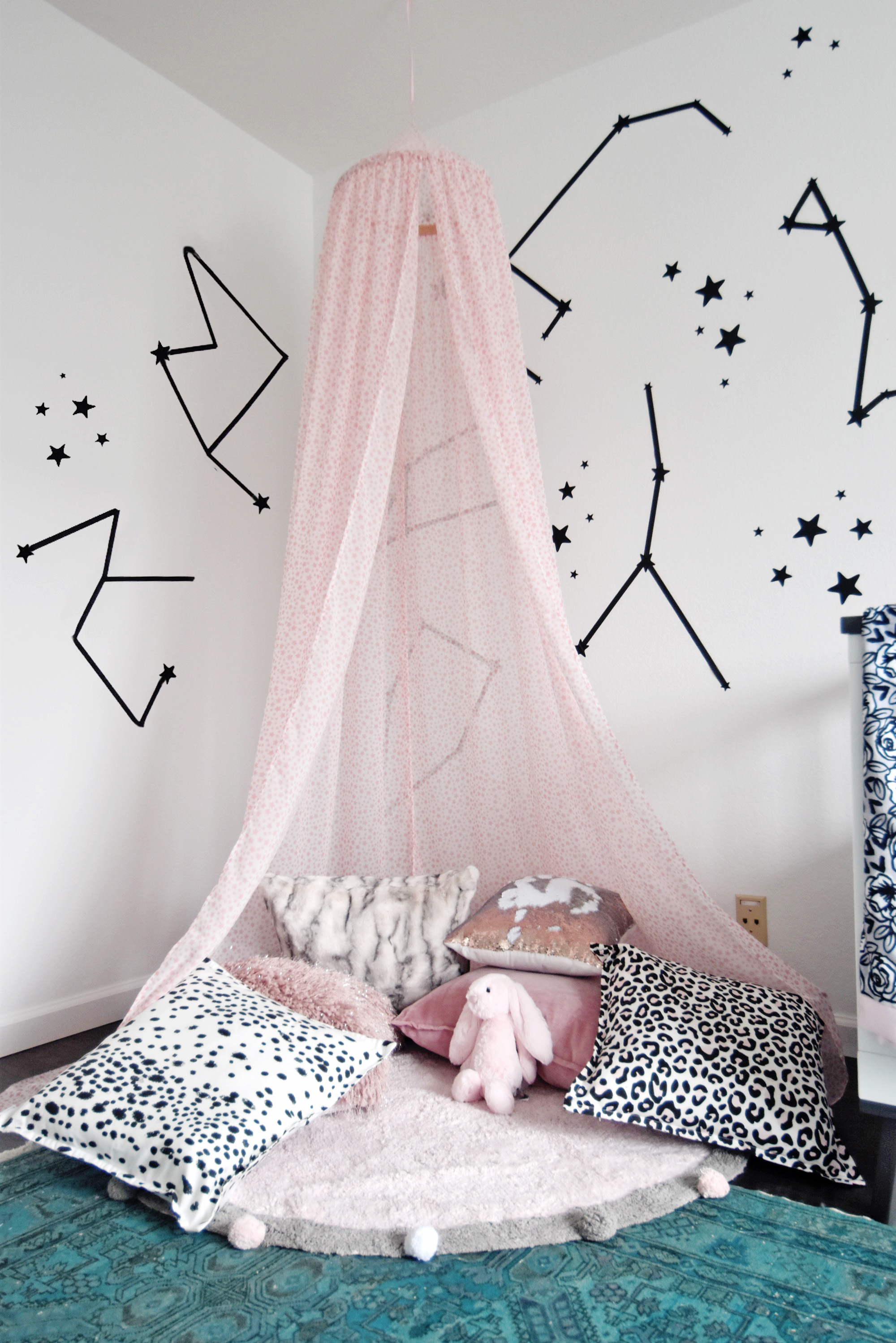 DIY Nursery Canopy, chiffon canopy tutorial, how to make a canopy with Spoonflower