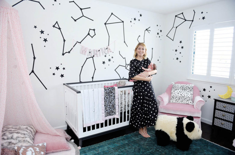 pink constellation nursery reveal, baby girl nursery