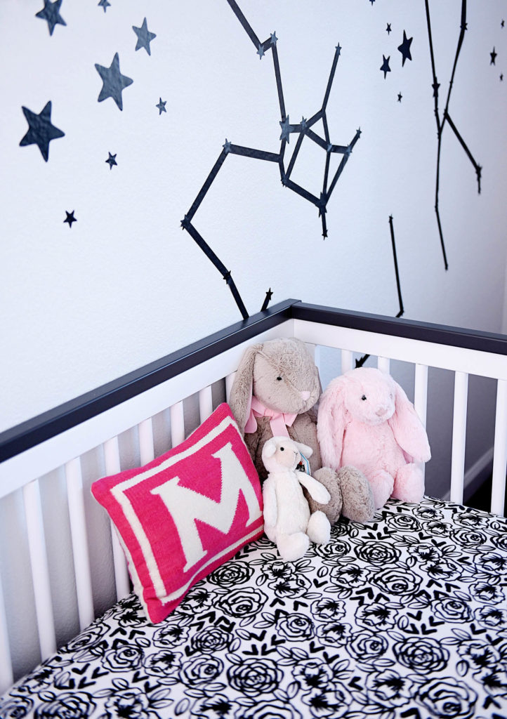 pink constellation nursery reveal, baby girl nursery