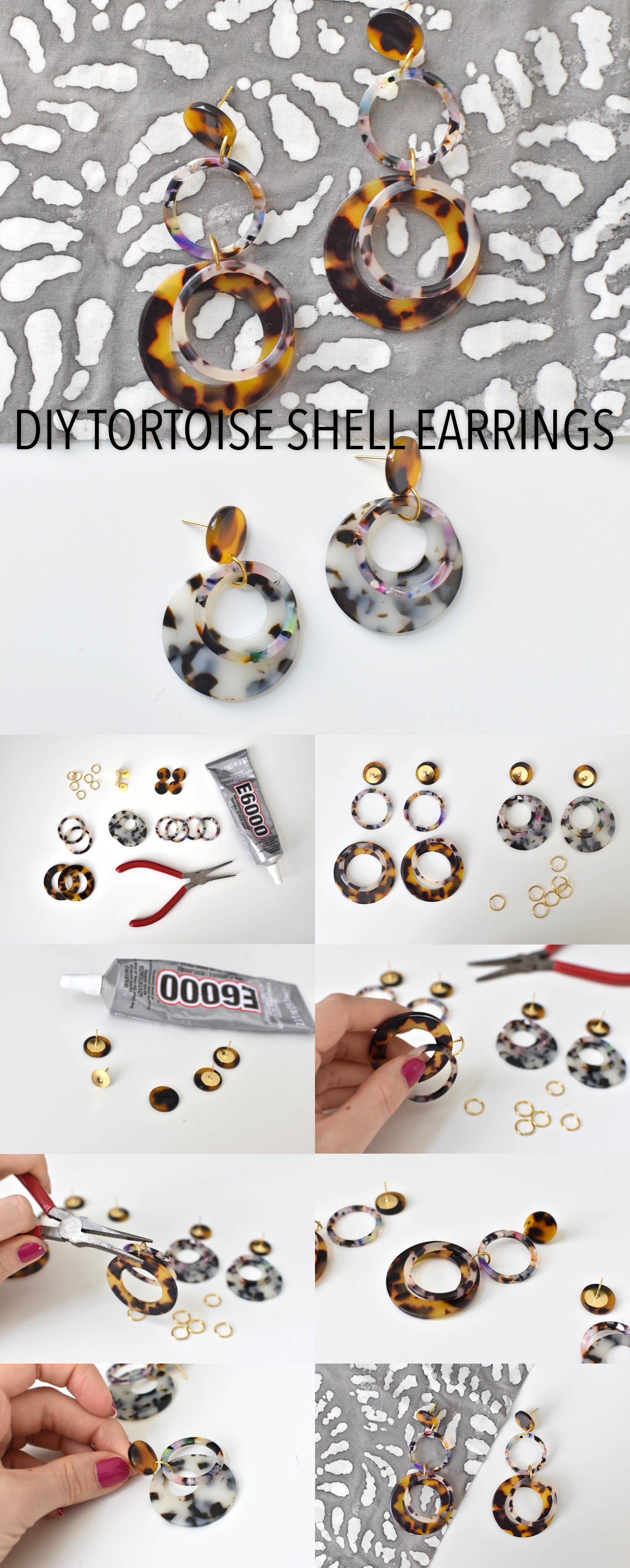 DIY Tortoiseshell circle earrings