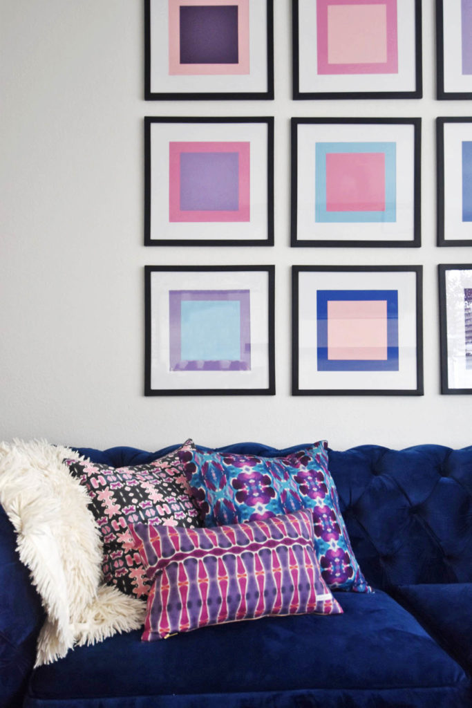 DIY Colorblock Art Wall, modern art, pink and blue 2