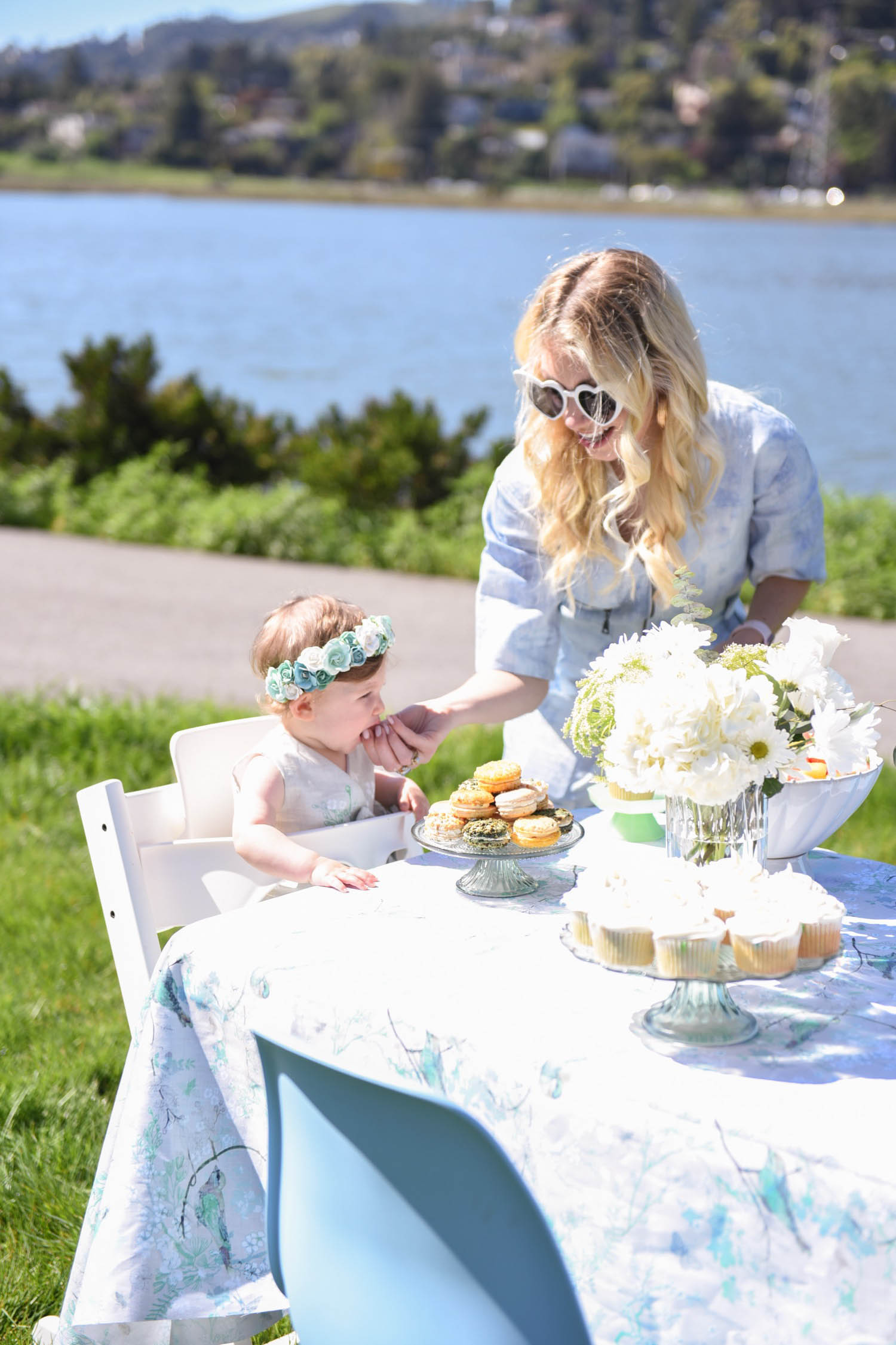 Marina's First Spring Garden Birthday Party, easter party ideas, baby first birthday, blue and green party 13