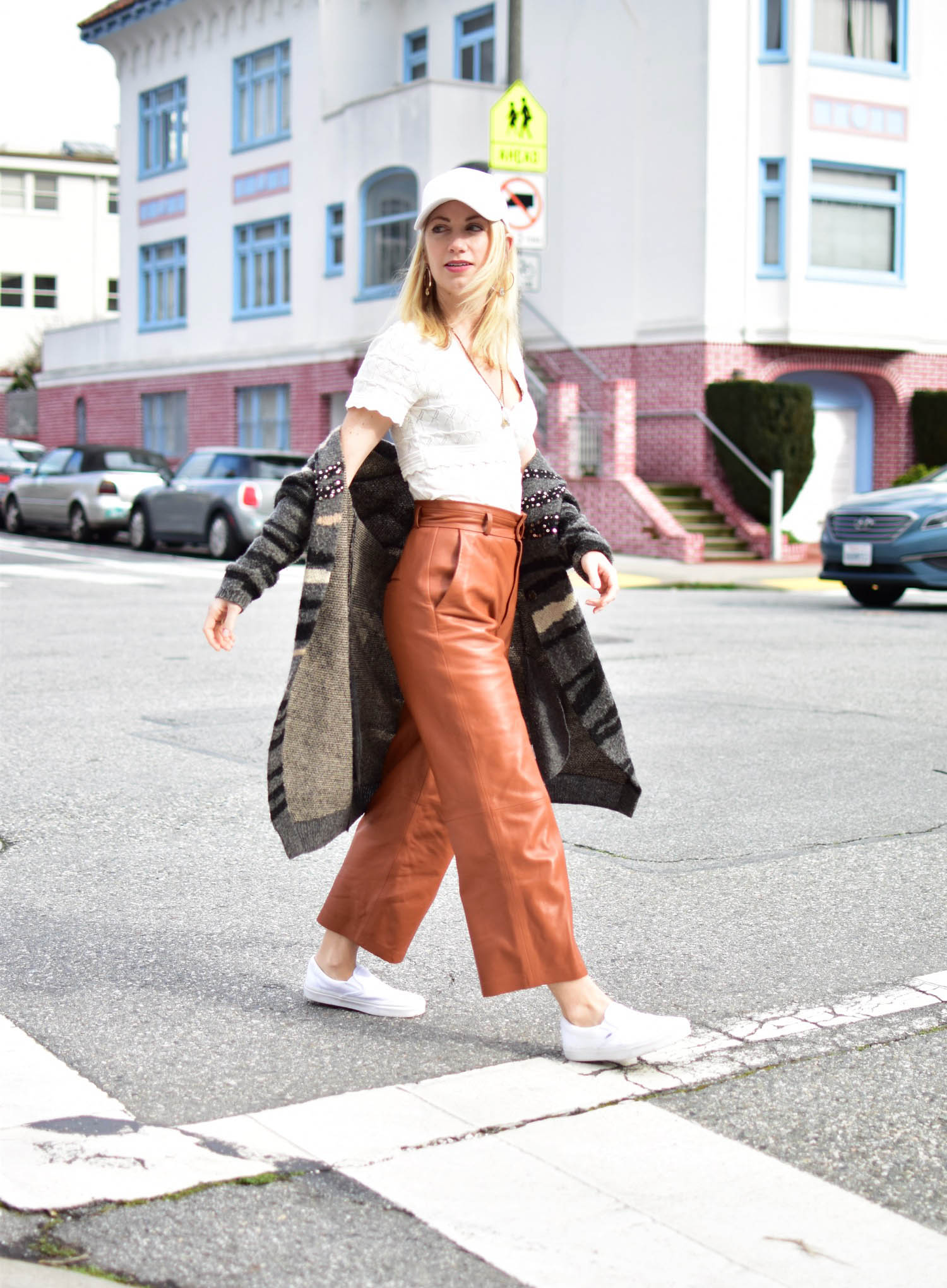 camel leather pants