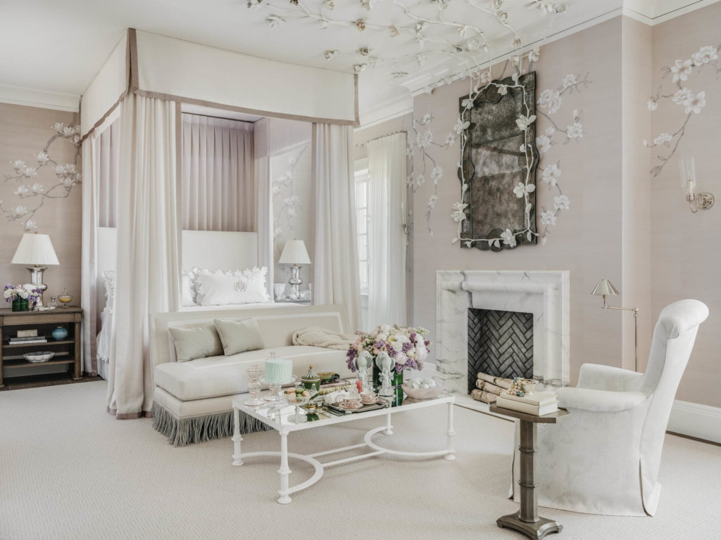 San Francisco Decorator Showcase 2019, Dina Bandman Interiors, Marie's Magnolias, pink de gournay wallpaper
