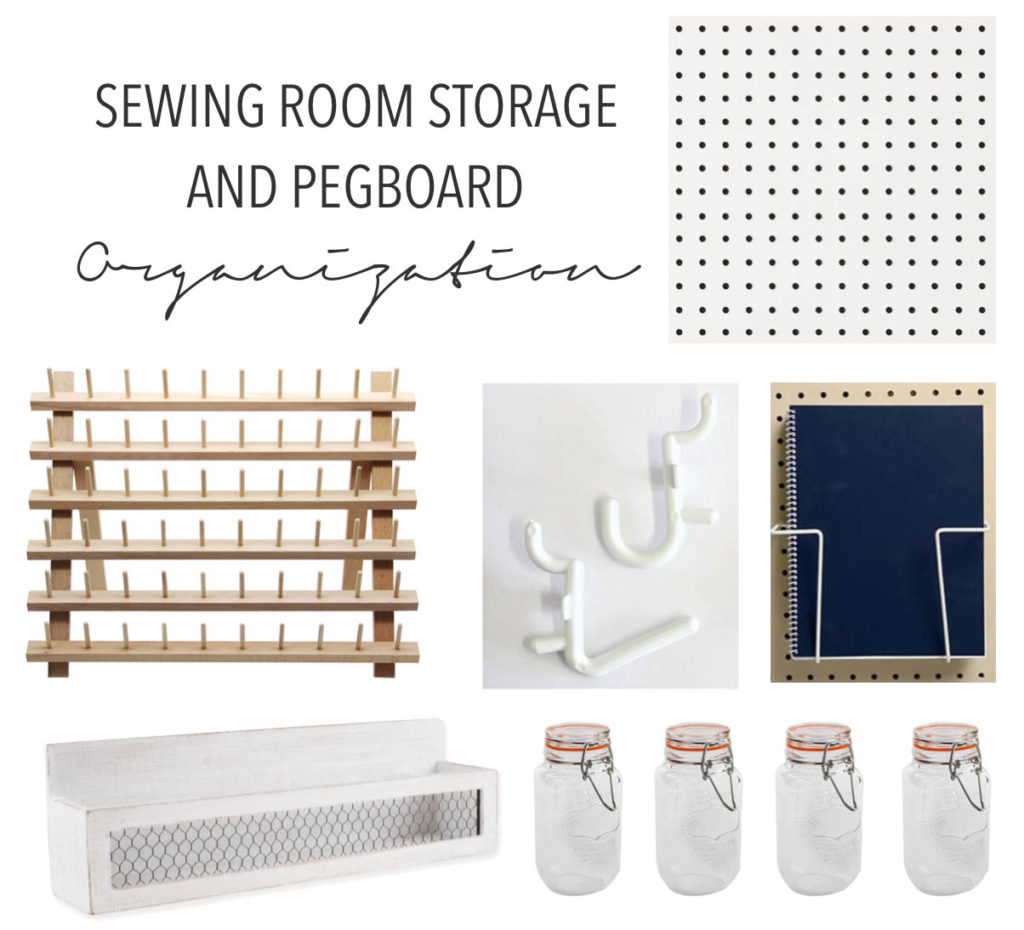 Sewing Room Storage ideas and pegboard organization ideas, pegboard accessories