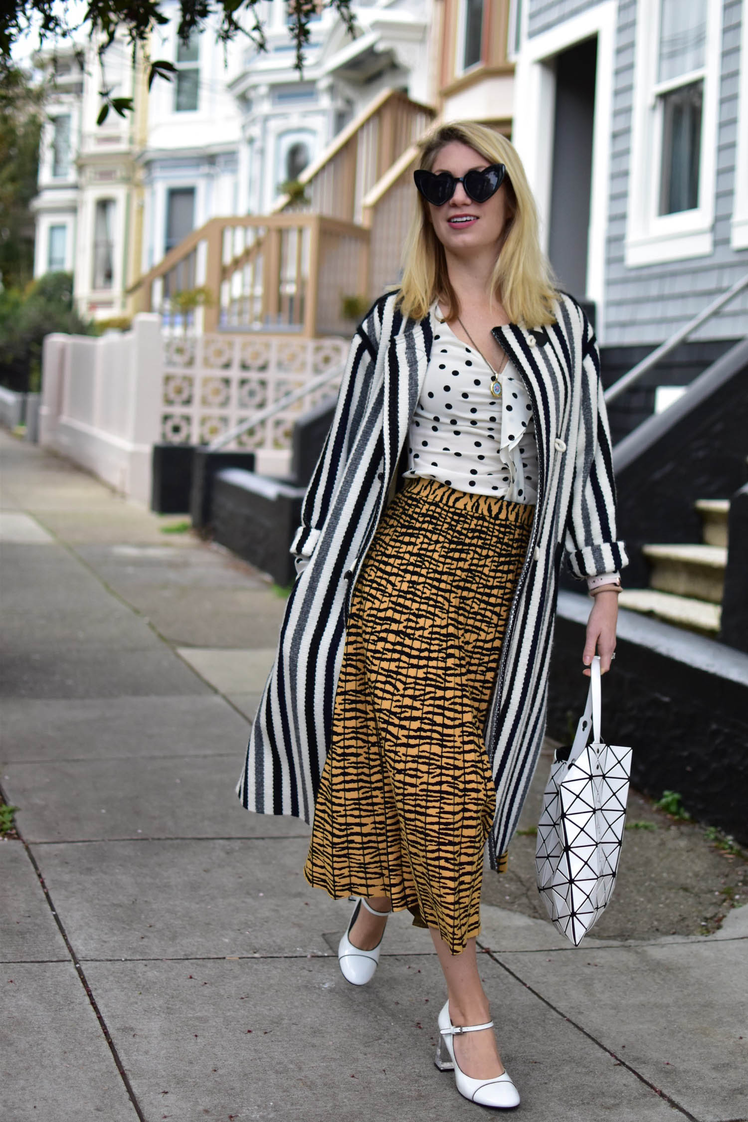 Top 20 Items in my closet I've worn 30 times or more, isabel marant striped coat, polka dot blouse