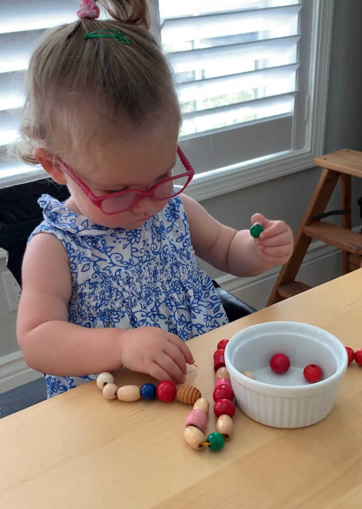 best toys and activities for an 18 month old, wood beads