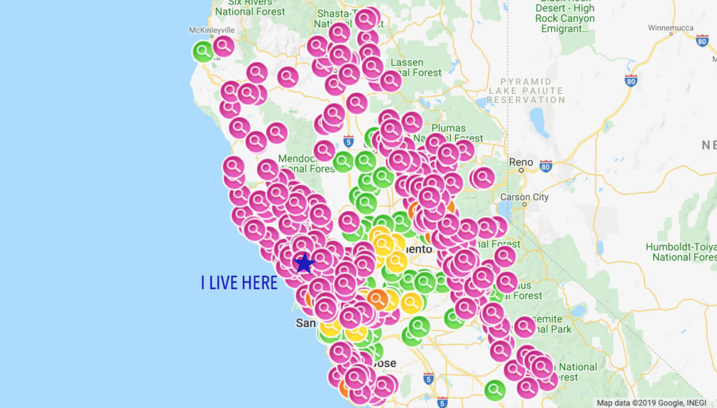 map of PG&E’s Public Safety Power Outages