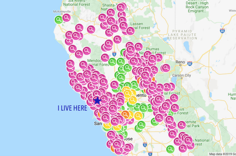 map of PG&E’s Public Safety Power Outages