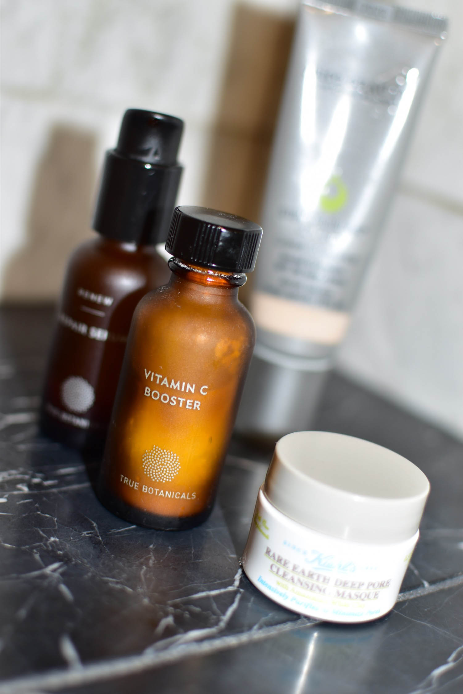 My Tried and True Pregnancy Skincare Tips, true botanicals vitamin c booster, kiehls rare earth cleansing mask