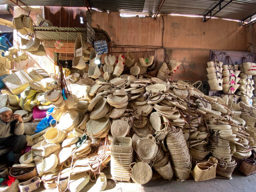 7 TIPS FOR SHOPPING THE SOUKS OF MARRAKESH, piles of baskets