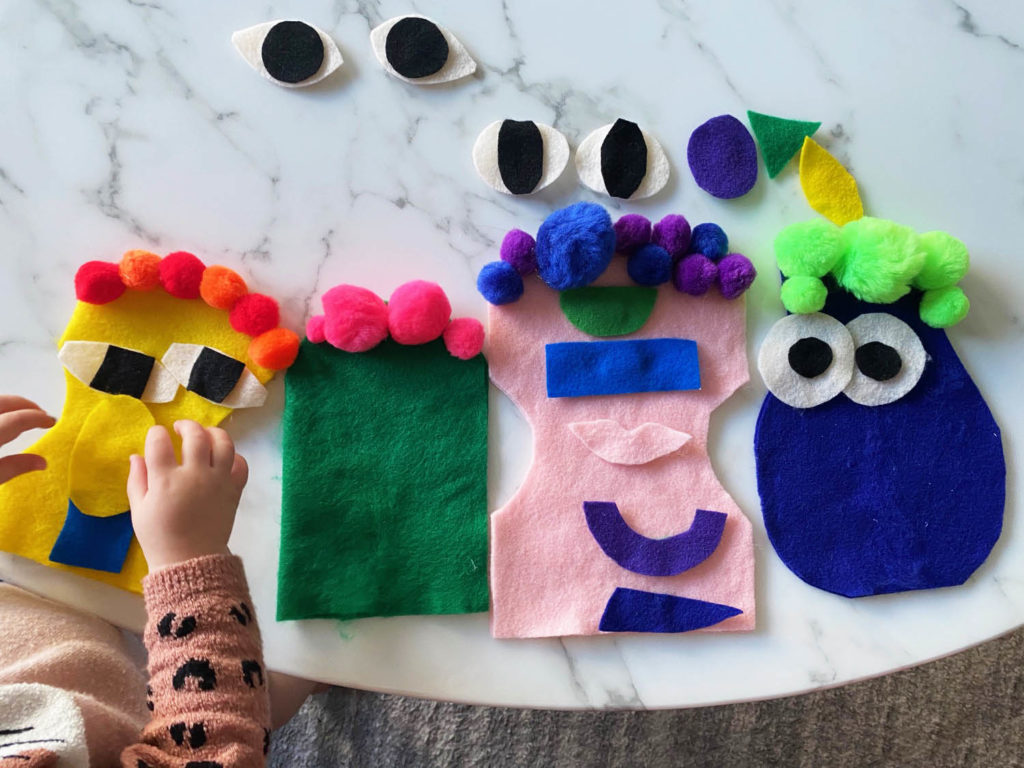DIY Felt Monster Puppets, toddler craft activity 2