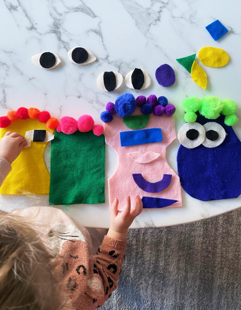 DIY Felt Monster Puppets, toddler craft activity