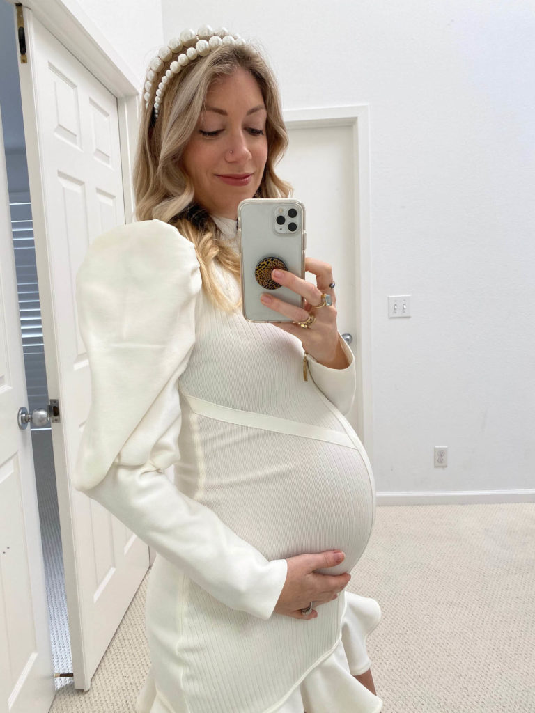 Pregnant during a Pandemic- Third Trimester Pregnancy Style, ASOS white mini dress