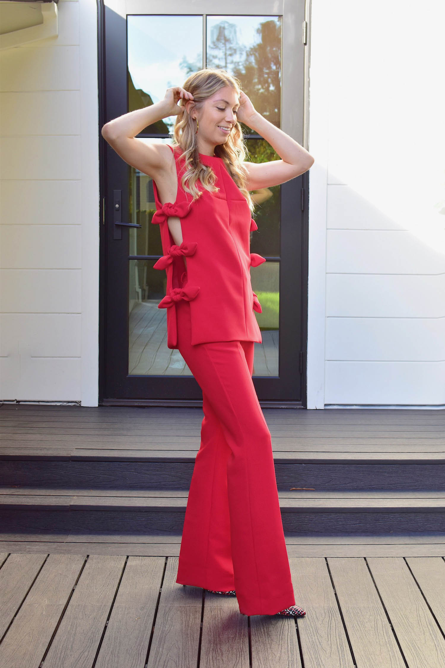 Designed by Stefanie: Red Bow Tunic and Flared Pant Set