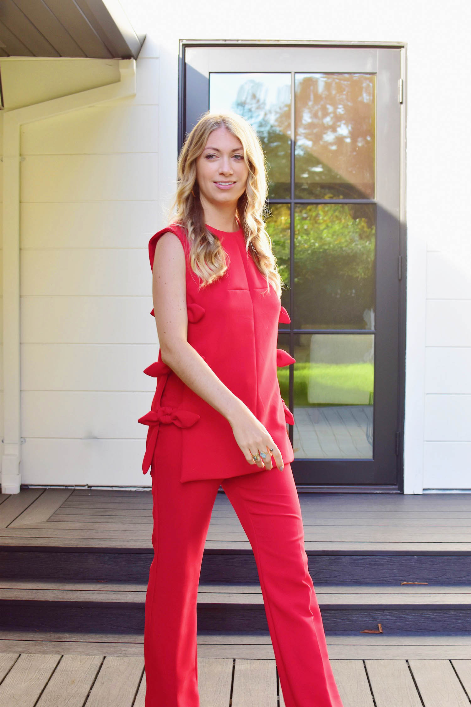 Designed by Stefanie: Red Bow Tunic and Flared Pant Set