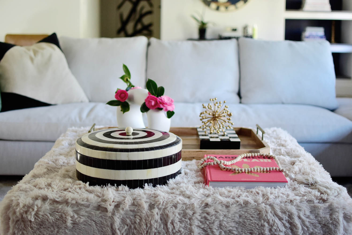 DIY Ottoman Cover Faux Fur and Beyond! • theStyleSafari