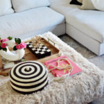 DIY Ottoman Cover - Faux Fur and pink, black and white 3