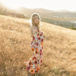 Floral Maternity Dress - maternity photoshoot, hand embroidered flowers, Torrey Fox, mill valley